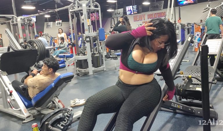 THICC Busty, Curvy Latina On Rowing Machine